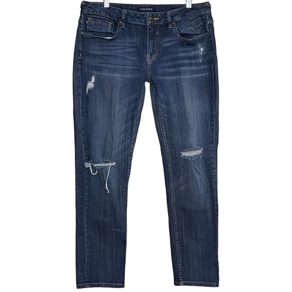 Vigoss The Thompson Tomboy Jeans Women's Mid Rise Relaxed Distressed Denim 31 - Picture 2 of 11